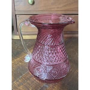Vintage Cranberry Glass Creamer by PILGRIM, Bennington Pattern